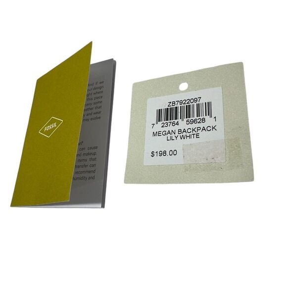 $198 NWOT FOSSIL MEGAN LEATHER MINI LILY WHITE BACKPACK - Picture 11 of 11